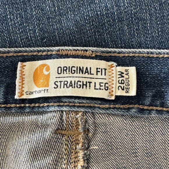 Carhartt SZ 26W Blaine Jeans Straight Leg Rugged Flex Stretch Zip-Fly Blue Women - Picture 7 of 10